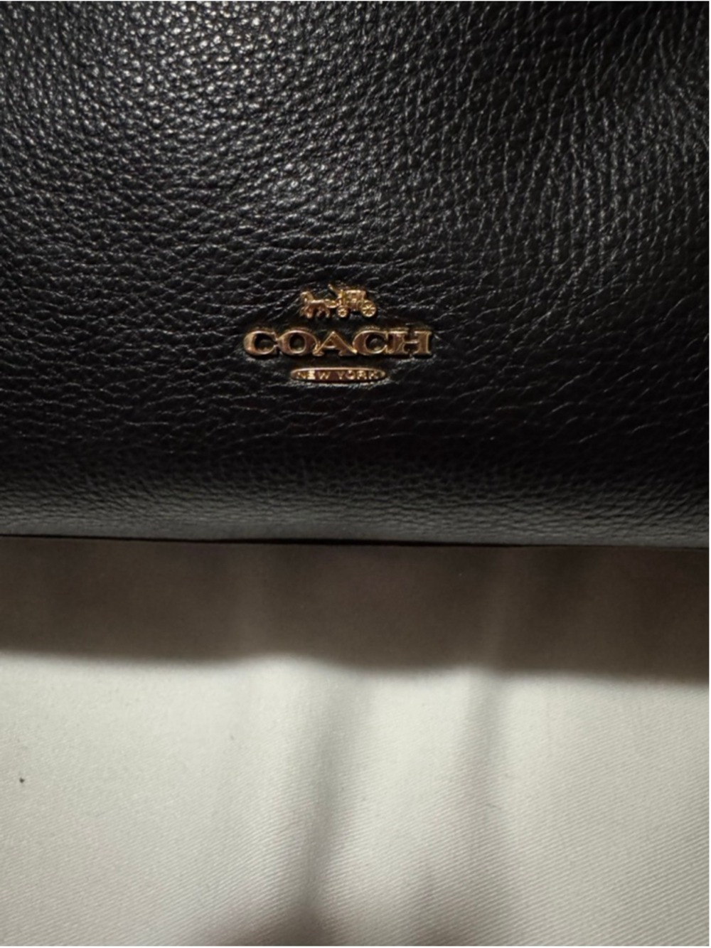 Coach Pebbled Leather Shoulder Bag Black Gold Hardware Crossbody Purse F28966 - Picture 9 of 11